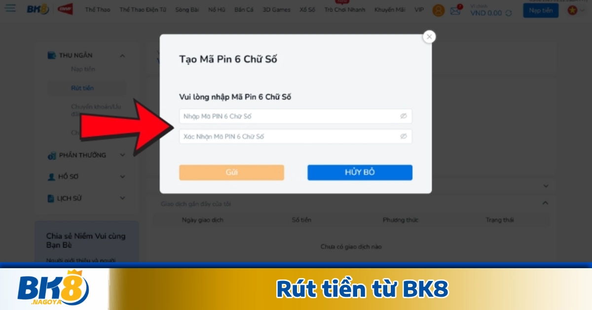 Quy trình rút tiền tại BK8 – Đơn giản, nhanh chóng